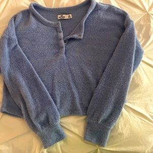 Hollister periwinkle cropped fuzzy sweater